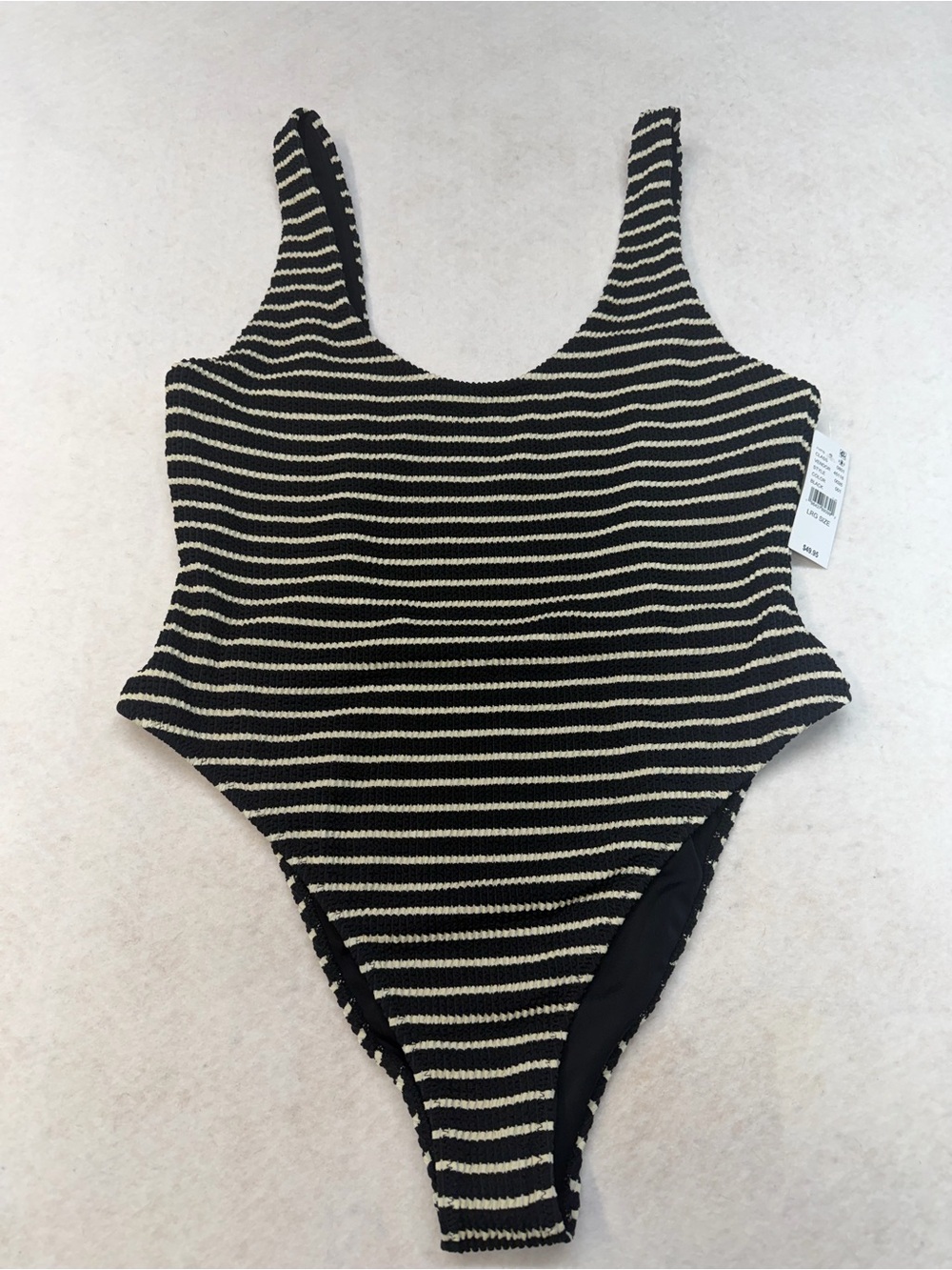 PacSun Black and Cream Striped One-Piece Swimsuit